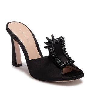 Stuart Weitzman " RADIANCE " Black Luxe Suade Sandal Size 5